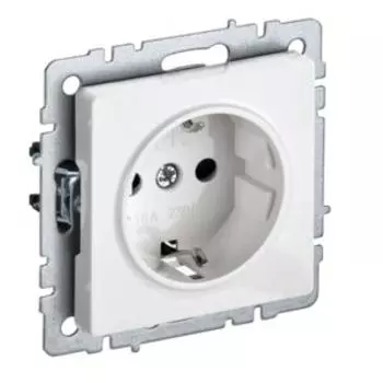 Розетка IEK Brite, с заземлением, без защитных шторок, 16 А, белый