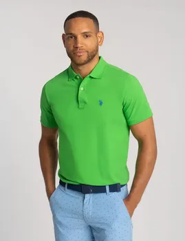 Футболка поло U.S. Polo Assn. Solid Pique Small Logo, ярко-зеленый