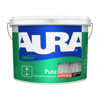 Штукатурка декоративная "Aura Dekor Putz" структура "короед", размер зерна 2,0 мм, 8кг"