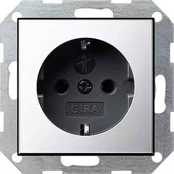 0453605 Розетка с з/к и защитой от детей Хром Gira