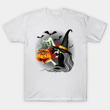 Футболка женская ведьма с Джеком Олэнтерном и летучими мышами Harajuku Print Kawaii футболка летняя женская футболка с коротким рукавом топ футболка S