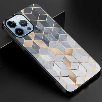 Чехол для телефона с геометрическим мрамором для Iphone 14 13 11 12 Pro Max Mini Xs Xr X, чехол из закаленного стекла для Iphone 7 8 6s Plus Se 2022 For iphone 11Pro Max