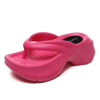 New Women Platform Slippers Women Flip Flops Summer Women Heels Fashion Soft Beach Slides Indoor Bathroom Flat Slippers 36-37 белый