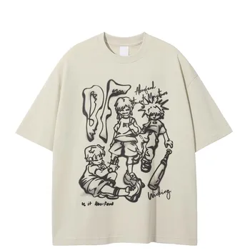 Футболка унисекс с мультяшным рисунком Streetwear 2024 S белый