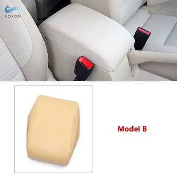 Мягкий кожаный чехол на подлокотник из микрофибры для VW Touran 2006-2012 салона автомобиля, центральный контрольный подлокотник, кожный покров, наклейка, отделка A Black-red line