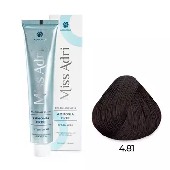 ADRICOCO, Крем-краска для волос Miss Adri Brazilian Elixir Ammonia Free 4.81