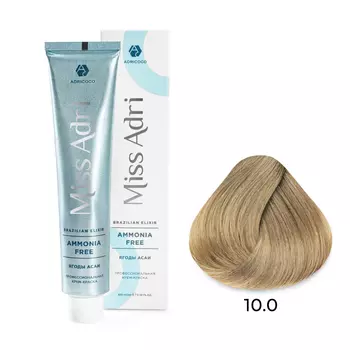 ADRICOCO, Крем-краска для волос Miss Adri Brazilian Elixir Ammonia Free 10.0