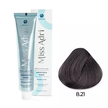 ADRICOCO, Крем-краска для волос Miss Adri Brazilian Elixir Ammonia Free 8.21