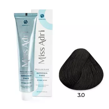ADRICOCO, Крем-краска для волос Miss Adri Brazilian Elixir Ammonia Free 3.0