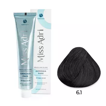 ADRICOCO, Крем-краска для волос Miss Adri Brazilian Elixir Ammonia Free 6.1