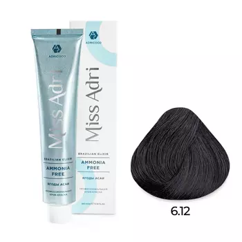 ADRICOCO, Крем-краска для волос Miss Adri Brazilian Elixir Ammonia Free 6.12