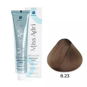 ADRICOCO, Крем-краска для волос Miss Adri Brazilian Elixir Ammonia Free 8.23