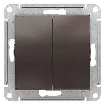 Переключатель встраиваемый Schneider Electric AtlasDesign ATN000651 двухклавишный мокко