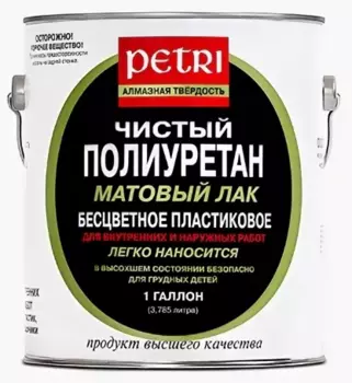 Petri Diamond Hard, 3.78 л, Лак для дерева матовый