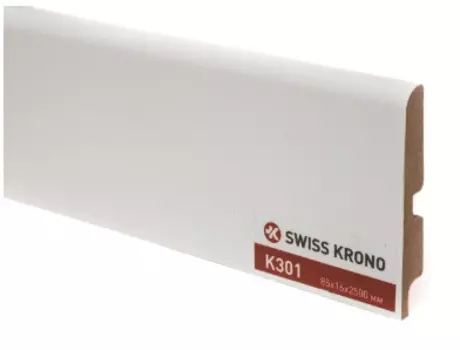 Плинтус МДФ Kronopol P85 K301 белый 2500х85х16 мм