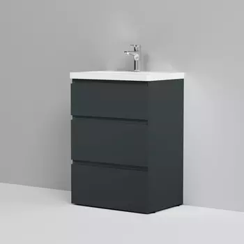 Тумба с раковиной Am.Pm Gem S 60 напольная, графит матовый