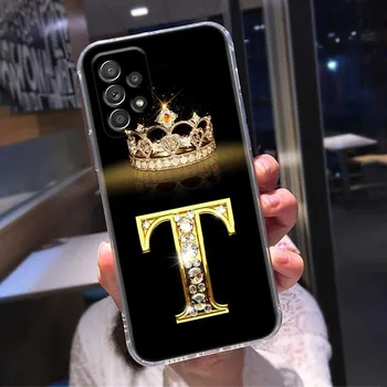 Прозрачный чехол Diamond Crown для Samsung Galaxy A52 A51 A53 A72 A71 A73 A32 A31 A33 A41 A22 A11 Мягкие чехлы с золотой буквой QRW Samsung A11