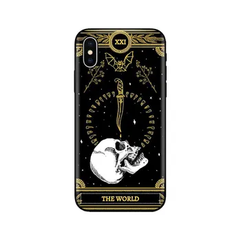 Черный чехол из ТПУ для iPhone 5 5S se 6 6s 7 8 plus x 10, силиконовый чехол XR XS 11 12 pro MINI MAX se 2020, чехол «Смертельные карты Таро» ЧЕРЕП iphone SE 2020