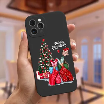 Черный чехол для телефона в подарок на Рождество и Новый год для iPhone 13 Pro 11 Pro Max 12 mini XS XR 6 6S 8 7 Plus, модный чехол для девочек Fundas iPhone 6 or 6s
