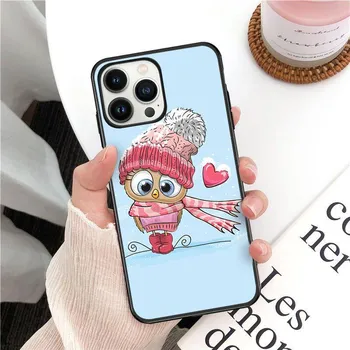 Funda Cute Owl Hearts Lover Рождественский чехол для телефона для iPhone 14pro 11pro 12 13pro max 5S 6s xs 7 8plus SE xr 12mini Coque Чехлы Iphone 5 5S