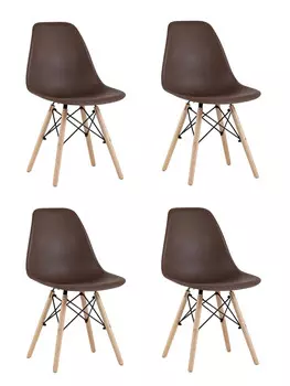 Стул Eames Style DSW коричневый x4 (разборный каркас)