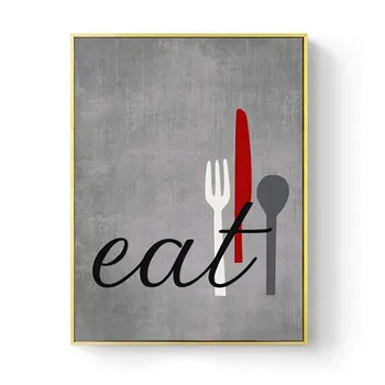 Nordic Kitchen Wall Art Холст Картина Посуда Посуда Плакат Печать Современный Минималистский Настенный Рисунок Для Столовой Домашний Декор 21cm30cm NoFrame