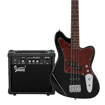 Басс гитара 2022 Glarry GIB Bass Guitar 4 String Red Pearl Guard w/20W Amplifier Black