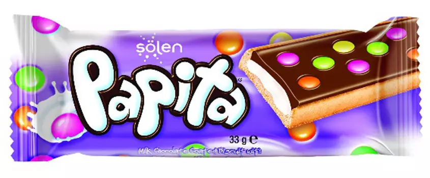 Печенье 'Papita' с молочным шоколадом с молочным кремом и драже-конфетами