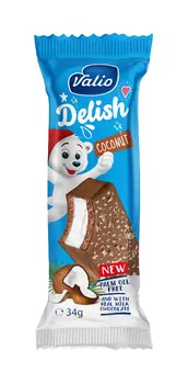 Пирожное Valio Delish в молоч шокол с молоч/кокос суфле 34г