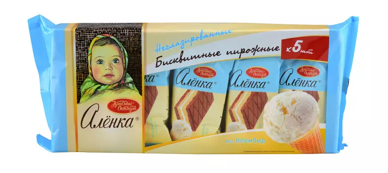 Пирожные бисквитные Алёнка со вкусом пломбира 175г
