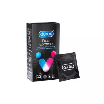 Презервативы Durex Dual Extase рельефные с анестетиком №12