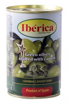 Оливки Iberica фаршированные каперсами 300г ж/б