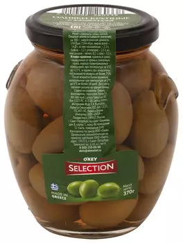 Оливки Okey Selection Греция крупные с/к 395мл амфора