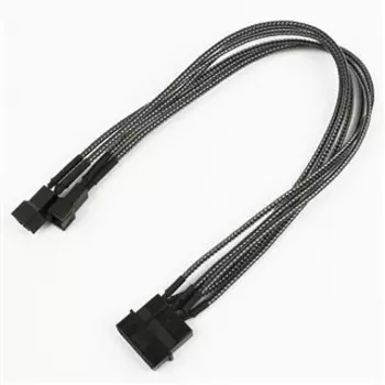 Переходник Nanoxia NX42A30C для подключения вентиляторов 4-pin MOLEX в 2 х 3-pin 30 см, индивидуальная оплетка, карбон