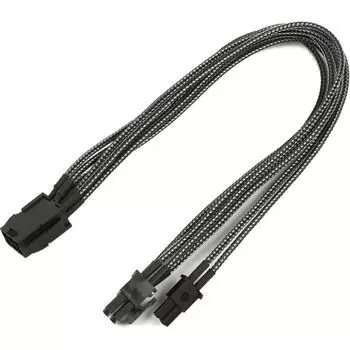 Переходник Nanoxia NXP683EC 6-pin PCI-E в 8-pin (6+2), 30 см, индивидуальная оплетка, карбон