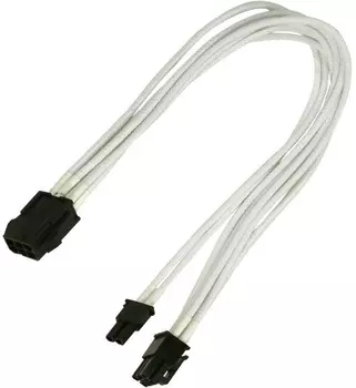Переходник Nanoxia NXP683EW 6-pin PCI-E в 8-pin (6+2), 30см, индивидуальная оплетка, белый