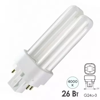 Лампа люминесцентная LEDVANCE 4099854122453 компакт. DULUX D/E 26W/840 G24q-3 OSRAM