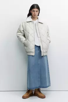 Куртка-бомбер oversize из искусственной кожи с меховым воротником