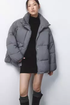 Куртка oversize стеганая с воротником-стойкой