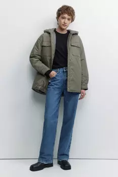 Куртка-рубашка oversize с капюшоном и карманами