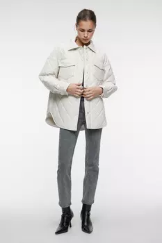 Куртка-рубашка oversize стеганая из искусственной кожи