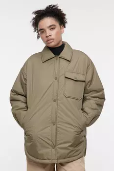 Куртка-рубашка oversize утепленная с нагрудным карманом