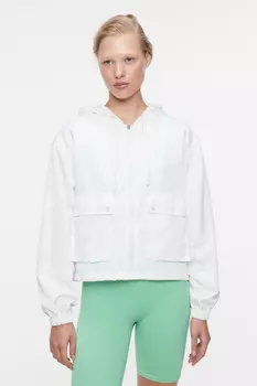 Куртка-ветровка oversize укороченная с капюшоном