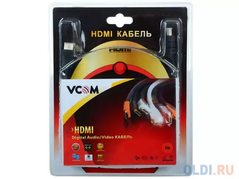 Кабель VCOM HDMI 19M/M ver:1.4-3D, 5m, позолоченные контакты, 2 фильтра
