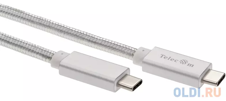 Кабель Type-C 2м VCOM Telecom TC420S-2M круглый серебрянный