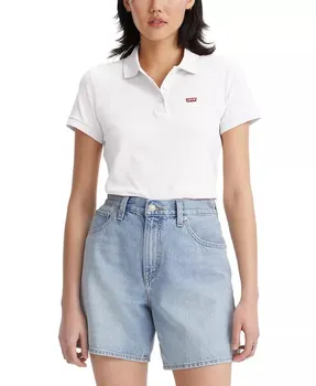 Женская рубашка-поло с логотипом Короны и рукавами Levi's, белый