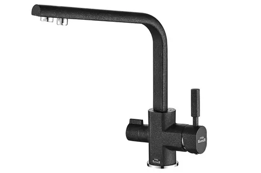 Смеситель для кухни Zorg, SH 909 BLACK CR с подключением фильтра, черный / хром