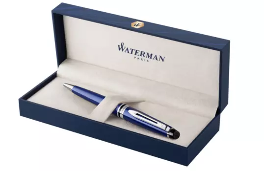 Ручка шариковая автомат Waterman Expert 3 Blue CT, синий, лак, латунь, подарочная упаковка (2093459)