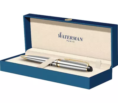 Ручка шариковая автомат Waterman Expert 3 Essential Stainless Steel GT, синий, нержавеющая сталь, подарочная упаковка (S0952000)