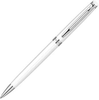 Ручка шариковая автомат Waterman Hemisphere White CT, синий, нержавеющая сталь, подарочная упаковка (S0920970)